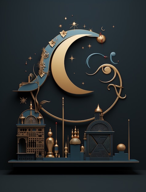 Free photo 3d depiction of arabic palace for islamic ramadan celebration