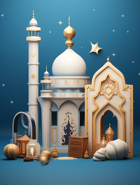 Free Photo 3d depiction of arabic palace for islamic ramadan celebration