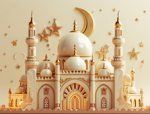 Free Photo 3d depiction of arabic palace for islamic ramadan celebration