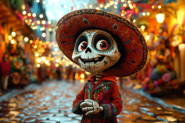 Free photo 3d dia de muertos cartoon style illustration