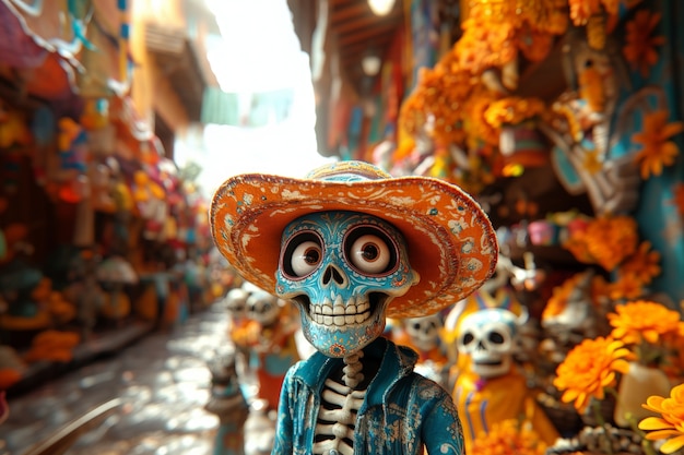 Free photo 3d dia de muertos cartoon style illustration