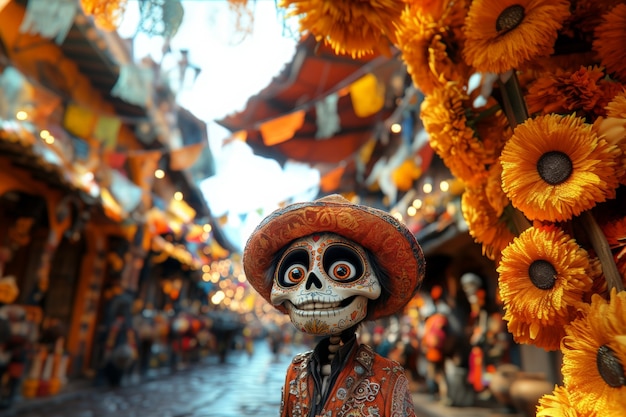 Free photo 3d dia de muertos cartoon style illustration