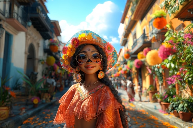 Free photo 3d dia de muertos cartoon style illustration