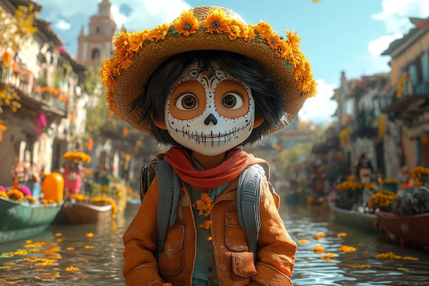 Free Photo 3d dia de muertos cartoon style illustration