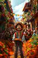 Free photo 3d dia de muertos cartoon style illustration