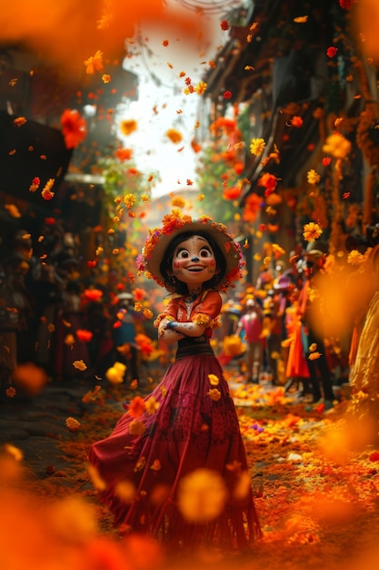 Free Photo 3d dia de muertos cartoon style illustration