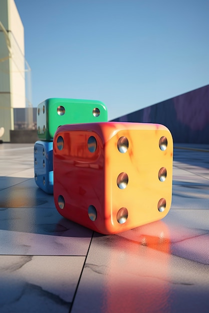 Free photo 3d dice outdoors