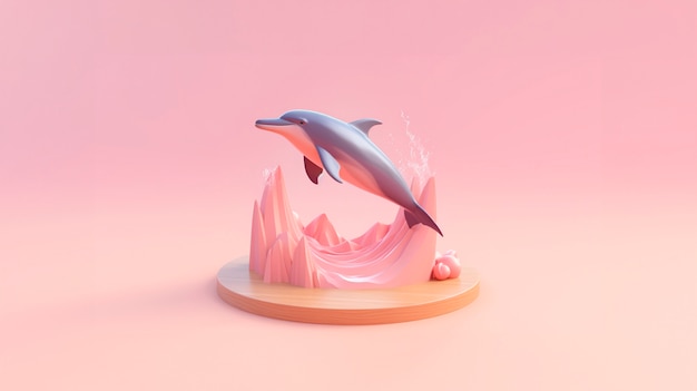 Free photo 3d dolphin with vibrant coloring