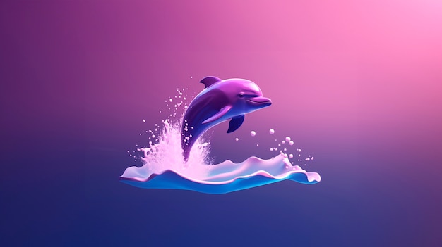 Free photo 3d dolphin with vibrant colors