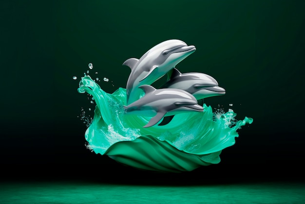 Free Photo 3d dolphin with vibrant colors