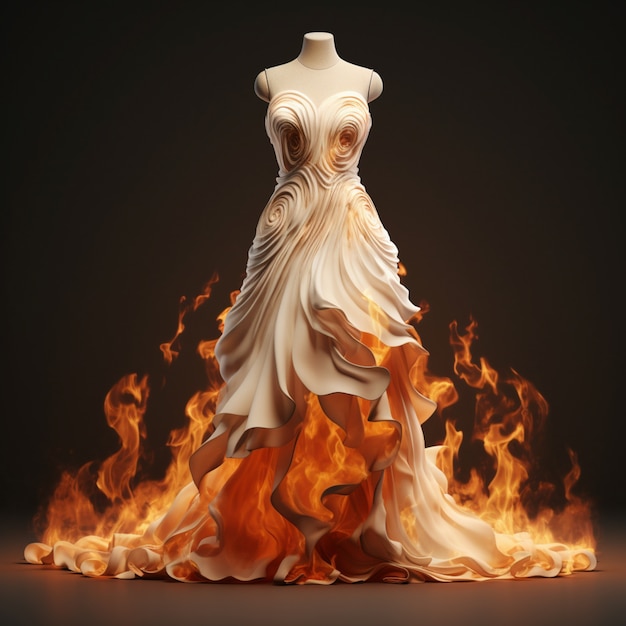 Free photo 3d dress on fire with flames