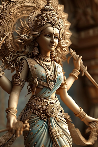 Free Photo 3d durga goddess for navratri celebration