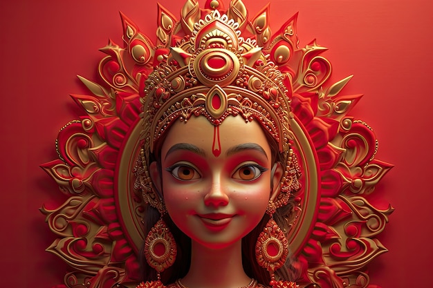 Free photo 3d durga goddess for navratri celebration