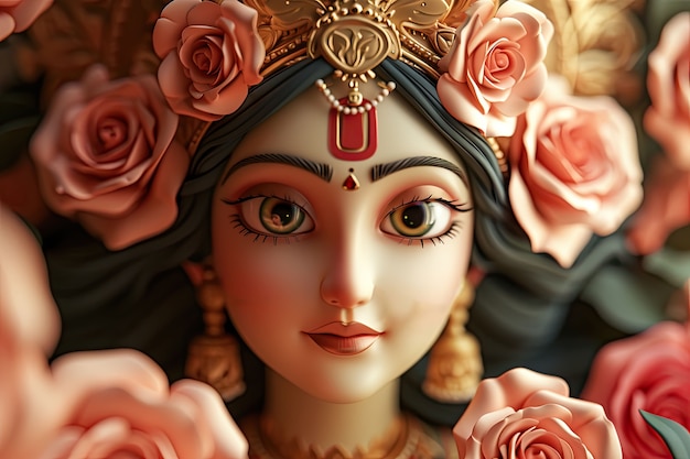 Free photo 3d durga goddess for navratri celebration