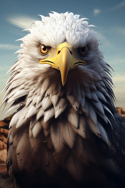 3d eagle rendering portrait