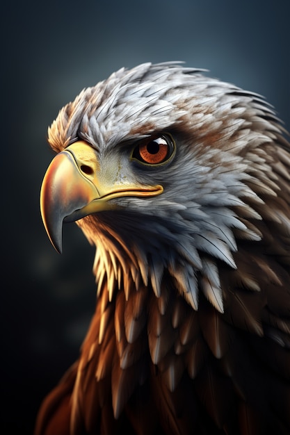 3d eagle rendering portrait