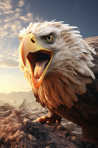 3d eagle rendering portrait