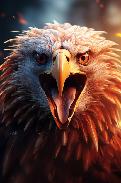 3d eagle rendering portrait