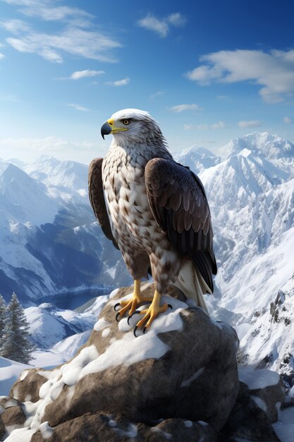 3d eagle rendering portrait