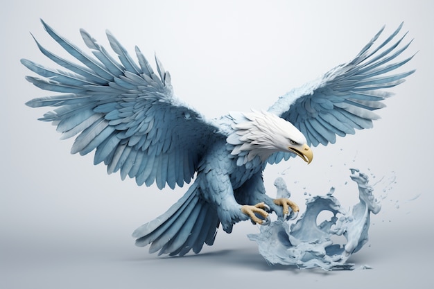 Free photo 3d eagle rendering with open wings