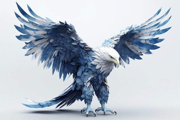 3d eagle rendering with open wings