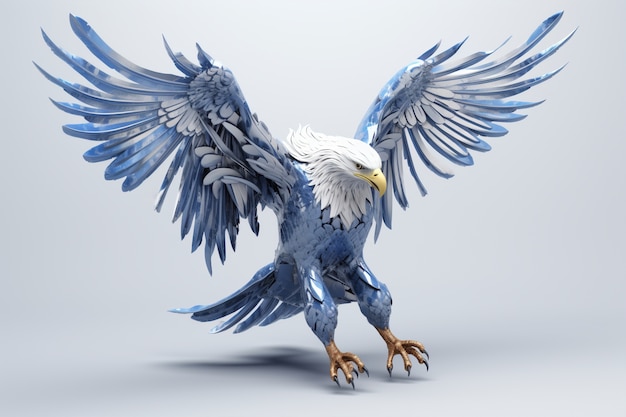 Free Photo 3d eagle rendering with open wings