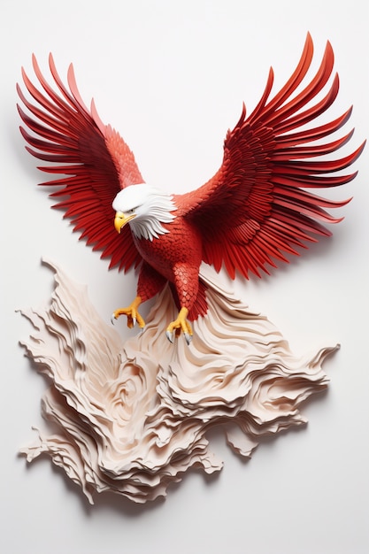 3d eagle rendering with open wings