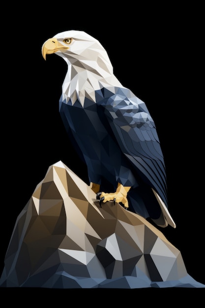 Free Photo 3d eagle sitting on rocks