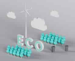 Free photo 3d eco project for environment with windmill