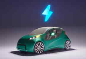 Free photo 3d electric car with charged battery