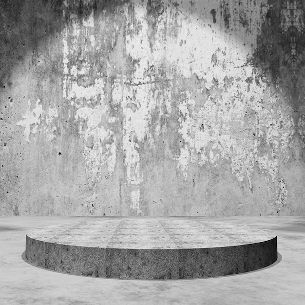 Free photo 3d empty display podium in grunge concrete room