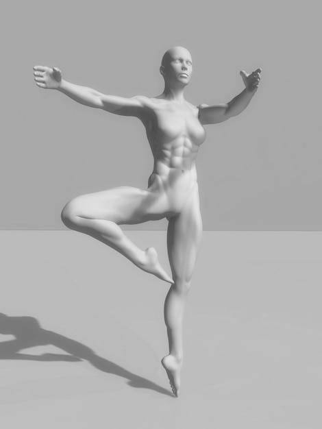 Free photo 3d female figure with muscular physique in ballet pose