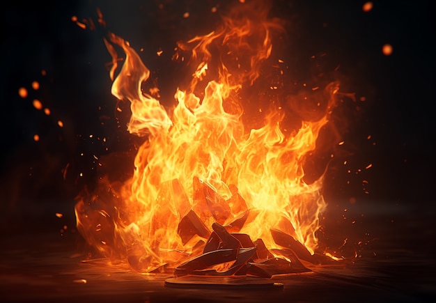 Free photo 3d fire with flames