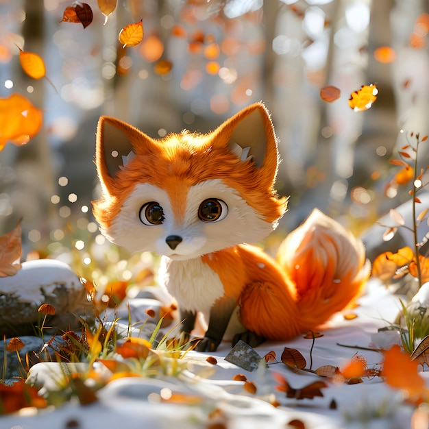 Free Photo 3d fox cartoon illustration