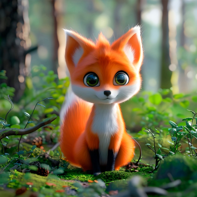 Free photo 3d fox cartoon illustration