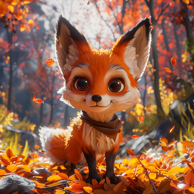 3d fox cartoon illustration