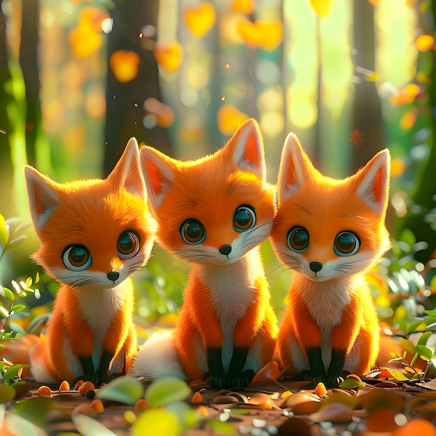 Free photo 3d fox cartoon illustration