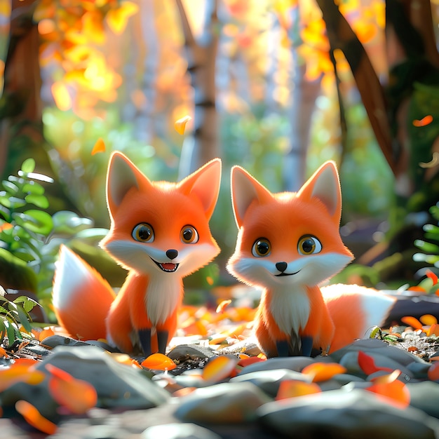 Free Photo 3d fox cartoon illustration