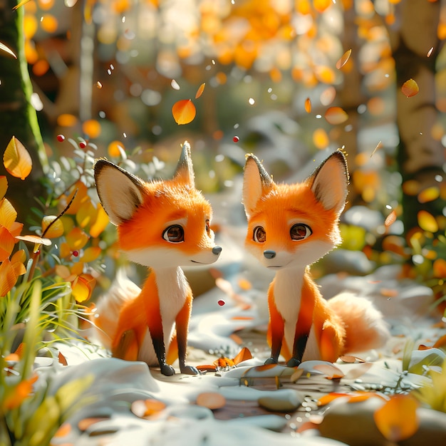 Free Photo 3d fox cartoon illustration