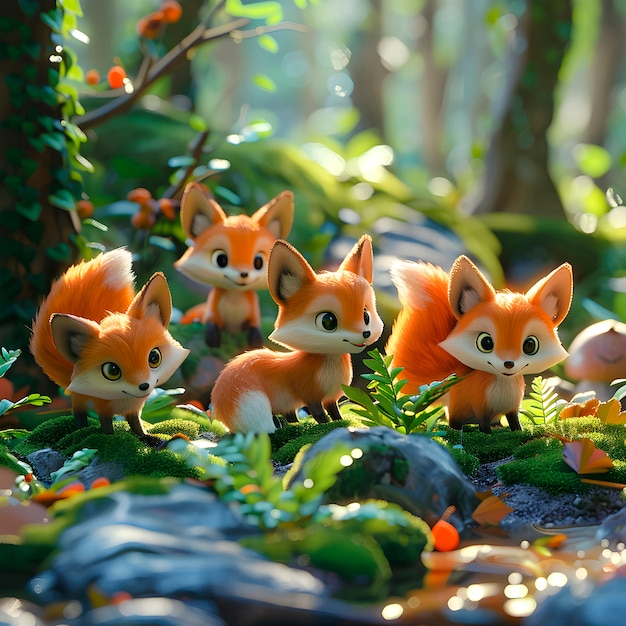 Free Photo 3d fox cartoon illustration