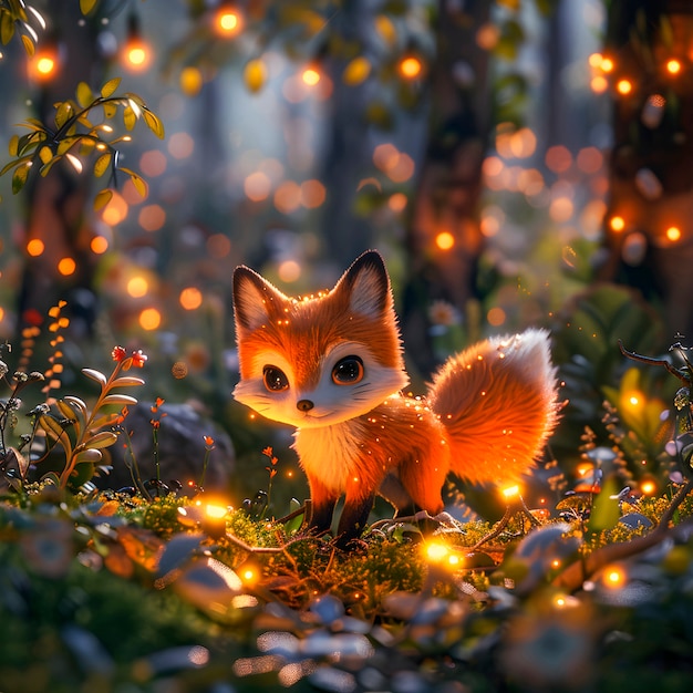 Free Photo 3d fox cartoon illustration