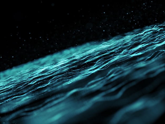 3D futuristic background with flowing cyber particles