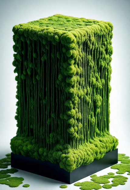 Free photo 3d green moss on abstract shape