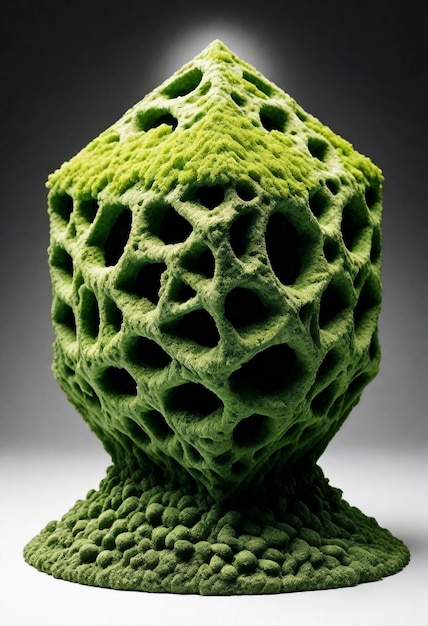 3d green moss on abstract shape