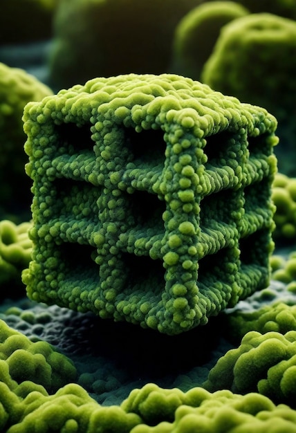 3d green moss on abstract shape