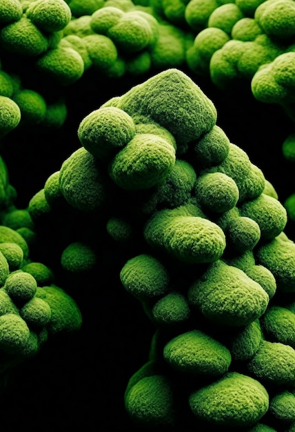 Free photo 3d green moss on abstract shape