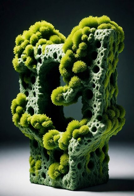 3d green moss on abstract shape