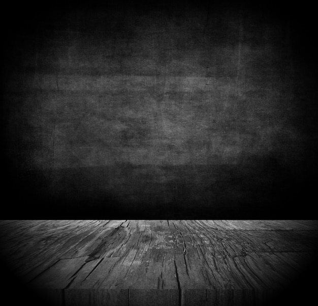 3D grunge background with dark wooden table