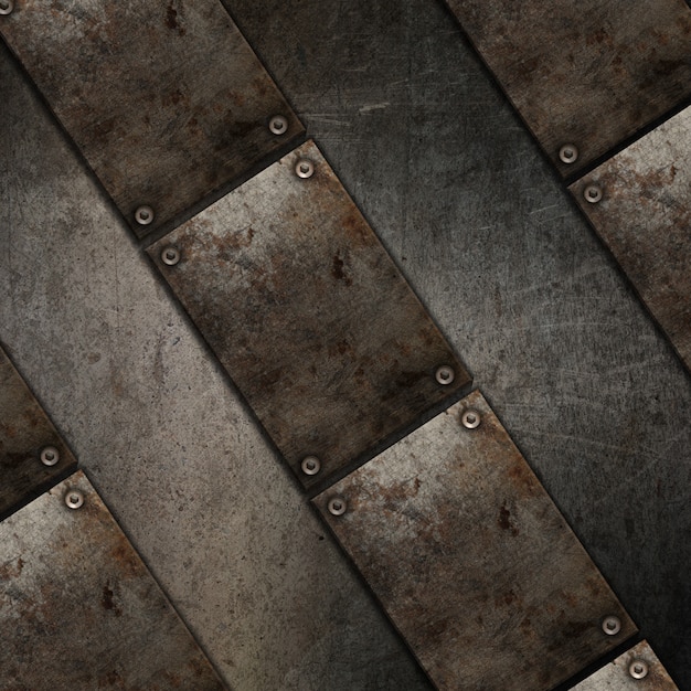 Free Photo 3d grunge texture background with metal plate design