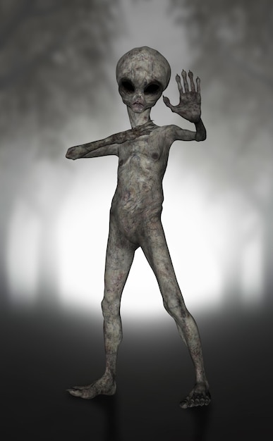 Free photo 3d halloween background with alien like creature